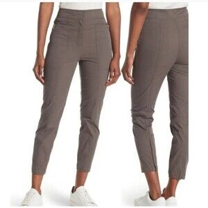 Theory Pants Rider Chino Slim Fit Cropped Ankle Zipper in Ash Gray Brown 6‎